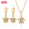 2023 Wedding Bride | 18k Gold Plated Diamond | Tortoise Hoop Earrings Necklace Jewelry Sets | For Wholesale China