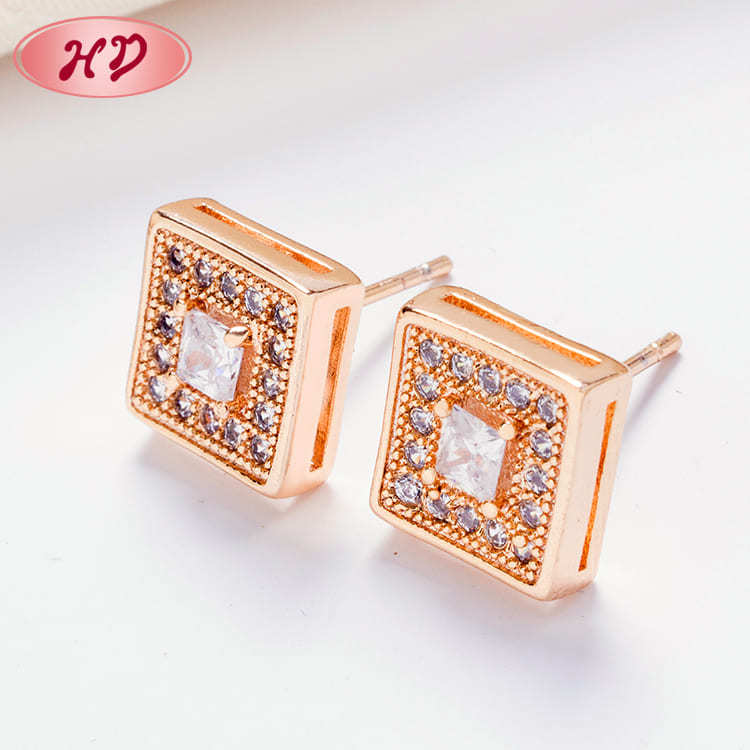 cz square stud earrings