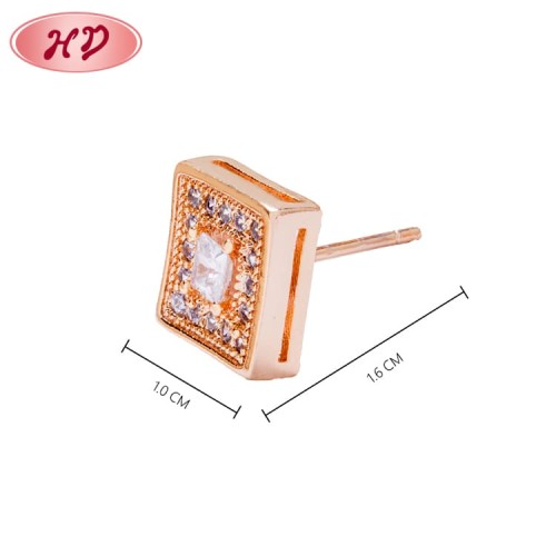 Women's Jewelry New Arrivals| Classic Trendy Square Cubic Zirconia Stud Earrings Good Quality| 18k Gold Plated in Brass