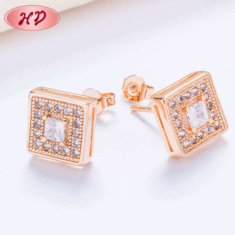 gold plated square stud earrings