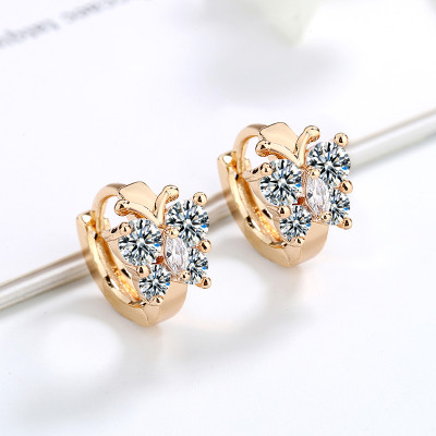 Custom Made Fashsion Jewelry Bulk| Small Cute CZ Butterfly Huggie Earrings Wholesale| White Multicolor Cubic Zirconia Gold Plated Jewelry Exporter