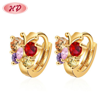 Custom Made Fashsion Jewelry Bulk| Small Cute CZ Butterfly Huggie Earrings Wholesale| White Multicolor Cubic Zirconia Gold Plated Jewelry Exporter