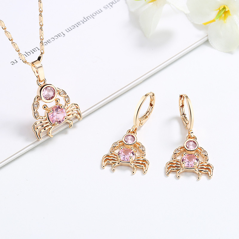 pink cz cancer jewelry set