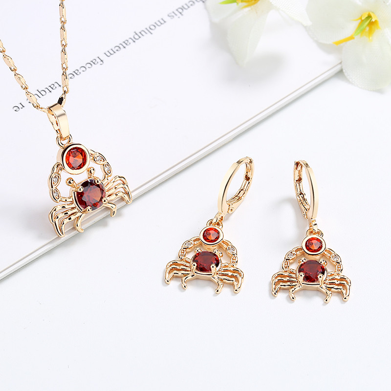 red cz cancer jewelry set