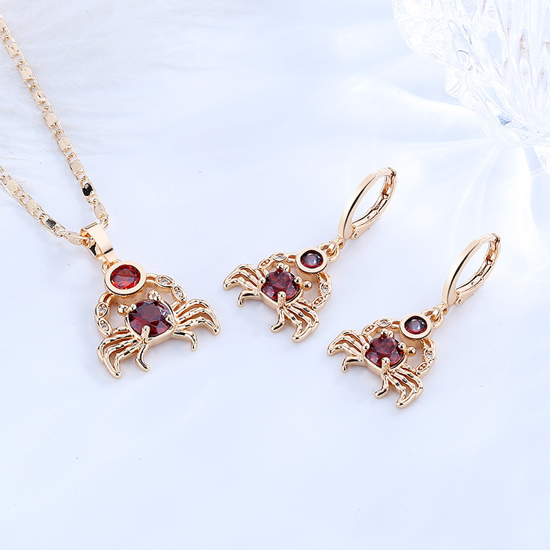 red cz cancer jewelry set