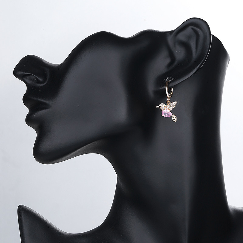 pink humming bird earrings