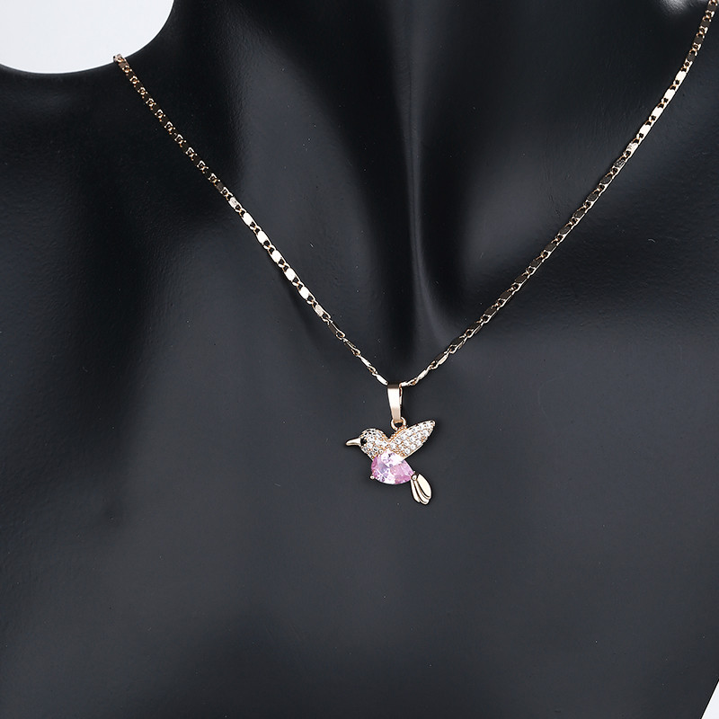 pink humming bird necklace