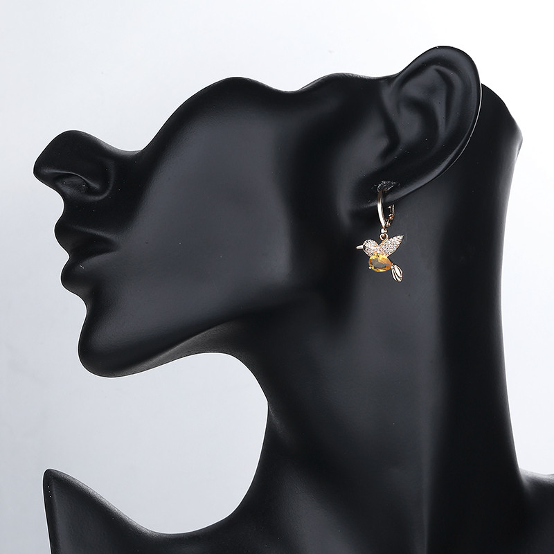 yellow humming bird earrings