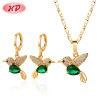 Conjuntos de joyas de diamantes americanos al por mayor | Dainty Cubic Zirconia Hummingbird Bird Collar y suministro de aretes a juego | Joyas chapadas en oro de 18 quilates para niñas y mujeres.