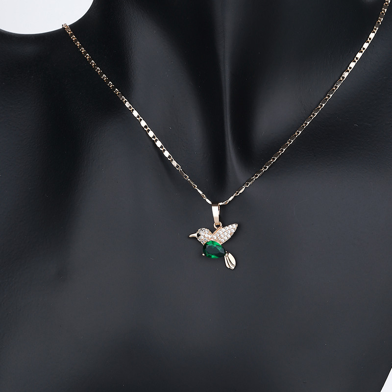 green humming bird necklace