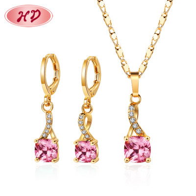 Free Shipping Luxury |18K Solid Gold Plated |Wedding Designs Women Earrings Jewelry Sets For anniversaries