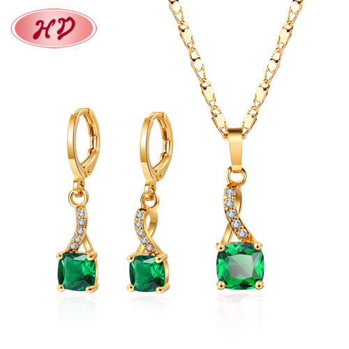 Top Selling Jewelry On Amazon| Wholesale CZ Simple Elegant Necklace and Dangling Drop Earring Jewelry Sets for Women| AAA Cubic Zirconia 18k Gold Plated Jewellery