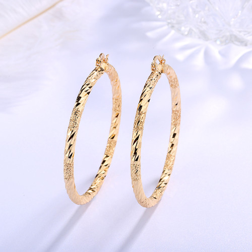 Wholesale Gold Plated Cubic Zirconia Pave Hoop| Large Big Round Carved Patterns Retro Art Hoop Earrings Artificial Jewelry| New Arrivals 2022