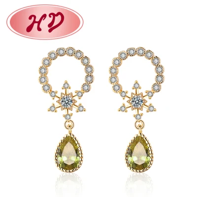 Cheap Quality Jewellery Wholesale| Custom Ear Stud Retro Royal Essence Earrings Water Drop Diamond Cubic Zirconia| 18 Gold Plated Jewelry