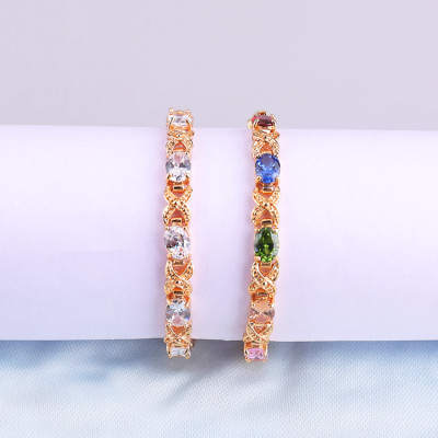 Trendy Jewelry Chinese Manufacturer Supply Wholesale| Thick Chunky Cubic Zirconia Link Chain Bracelets for Women| 18k Gold Plated in Brass