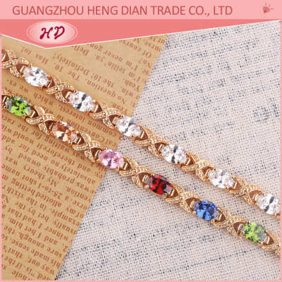 Trendy Jewelry Chinese Manufacturer Supply Wholesale| Thick Chunky Cubic Zirconia Link Chain Bracelets for Women| 18k Gold Plated in Brass