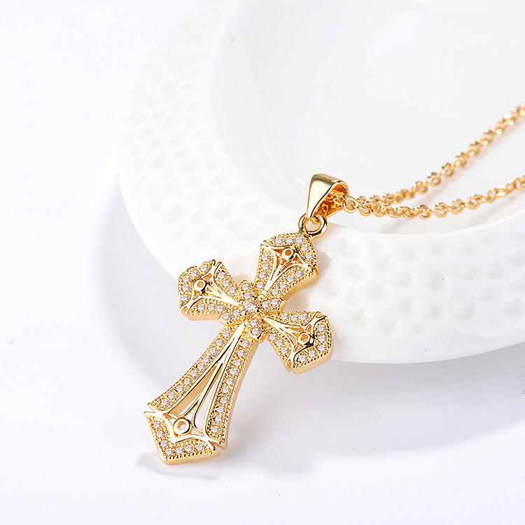 Western Catholic Prayer Cross Pendant Necklace
