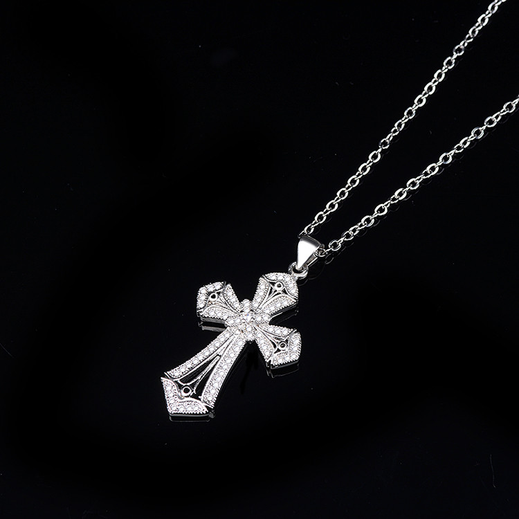 Western Catholic Prayer Cross Pendant Necklace 3