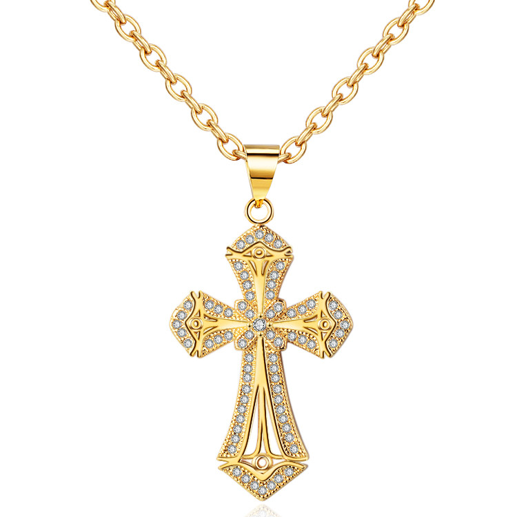 Western Catholic Prayer Cross Pendant Necklace 2