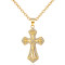 Trendy Gold Plated Necklace Wholesale| Western Catholic Prayer Cross Pendant Necklace Thick Chunky| Women Unisex Religion Jewelry in 18k yellow and white gold