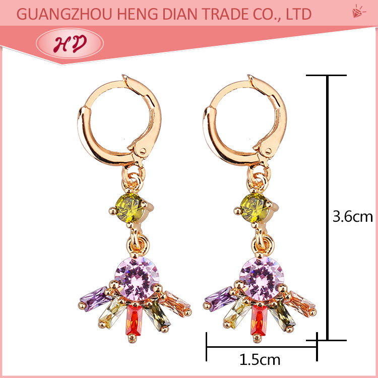 Dazzling Cubic Zirconia Drop Earrings for Women multicolor size