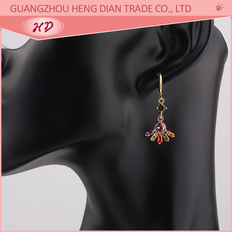 Dazzling Cubic Zirconia Drop Earrings for Women multicolor 2