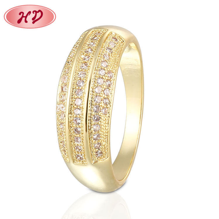 Platinum Plated Cubic Zirconia Stone Triple Wedding Engagement Anniversary Simple Promise Rings yellow gold