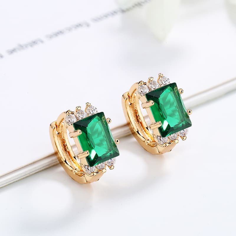 Bespoke One Stone Earring green 1