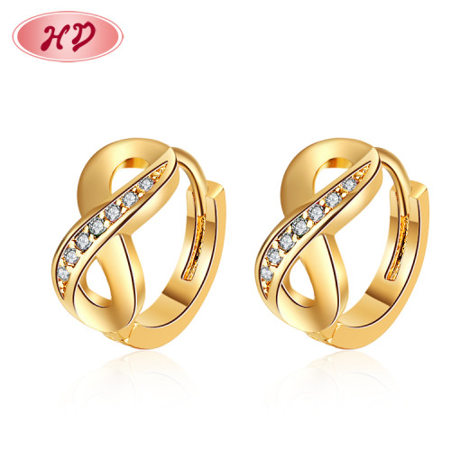 Fashion Jewellery Wholesale Suppliers| Custom Infinity Knot Huggie Earring Manufacturing Eight Eternal Love Symbol Ear Rings for Women| 18k Gold Plated Cubic Zirconia