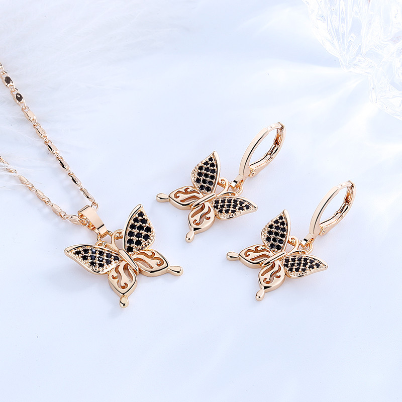 Cute Women Artificial Jewellery Butterfly Earrings and Necklace Sets bla 1