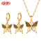 ODM OEM Good Selling Products | Cute Women Artificial Jewellery Butterfly Earrings and Necklace Sets| AAA Cubic Zirconia Stone 18k Gold Plated Joyeria Jewelry Distributor