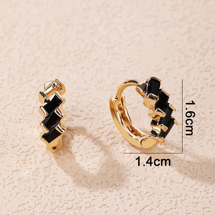 CZ Baguette Huggie Earrings  multicolor 3