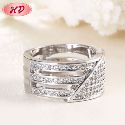 Custom Jewelry Manufacturers in China| Cheap 18k Gold covered Thick Chunky Engagement Rings Wholesale| Rhodium Plated On Brass Cubic Zirconia Wedding Band