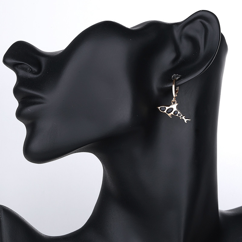 Cute Women Dolphin Earrings black