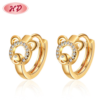 Chinese Good Quality Earring Wholesale Brand| Teddy Bear Cute Small Ear Huggie for Teenagers Kids Girls | 18k gold plated AAA Cubic Zirconia