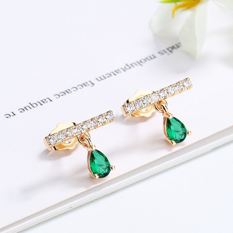 Stud Mini Dangle Earring green 1