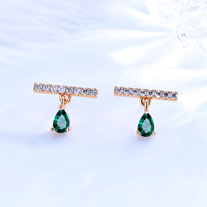 Stud Mini Dangle Earring green 2