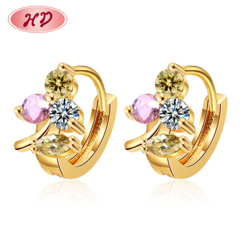 Wholesale Bulk Custom Zirconia Ear Piercing| New Creative Earrings Personalized Design Grape Brass Huggie Earring| 18k Gold Plated Brass Ear Rings for Women