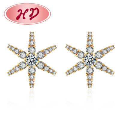 Lote al por mayor de joyas para perforar orejas | Pendientes de moda para mujer con hexagrama | Oro de 18 k sobre latón Circonita cúbica AAA