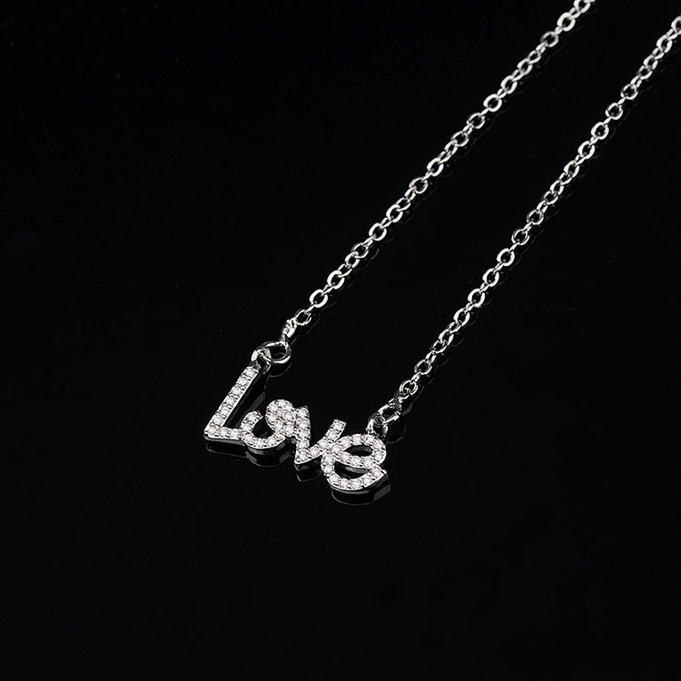 LOVE Sign Letters Pendant Necklace rhodium 2