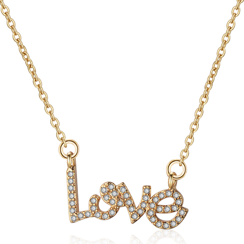LOVE Sign Letters Pendant Necklace gold plated