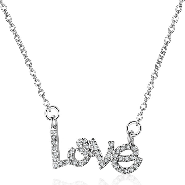 Collar con colgante hecho a medida para mujer | LOVE Sign Letters para regalos románticos del día de San Valentín | Venta al por mayor de joyas de latón chapado en oro de 18 quilates con rodio y zirconia cúbica AAA