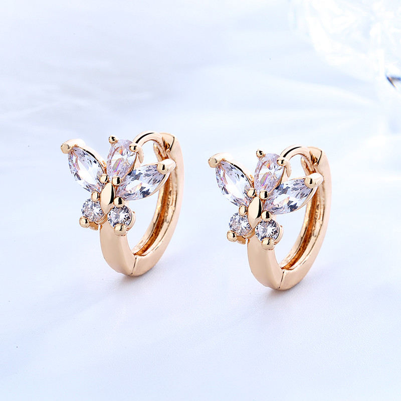 Women Cubic Zirconia Butterfly Huggie Earring 3