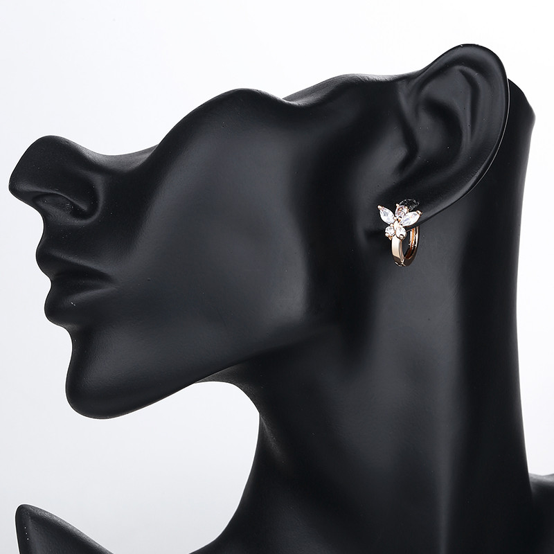 Women Cubic Zirconia Butterfly Huggie Earring 4