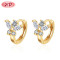 Wholesale Earrings for Women 18k Gold Plated| Multicolor White AAA Cubic Zirconia Butterfly Ear Huggies| Brass CZ Earings 2021