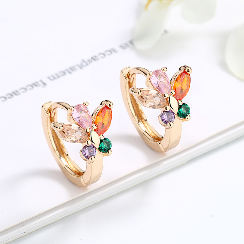 Women Cubic Zirconia Butterfly Huggie Earring 5