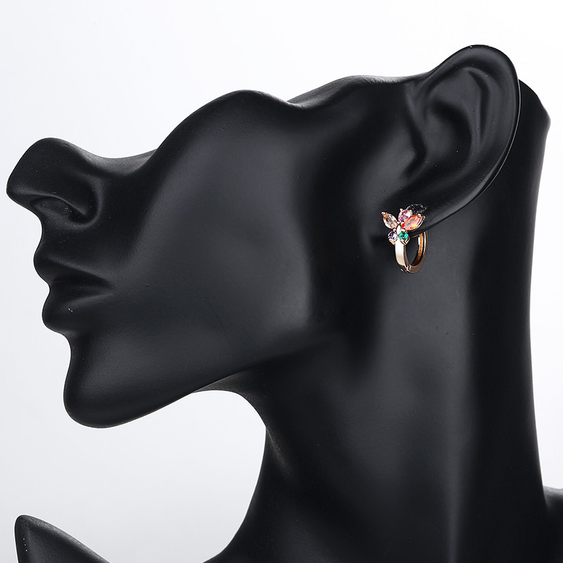 Women Cubic Zirconia Butterfly Huggie Earring 6