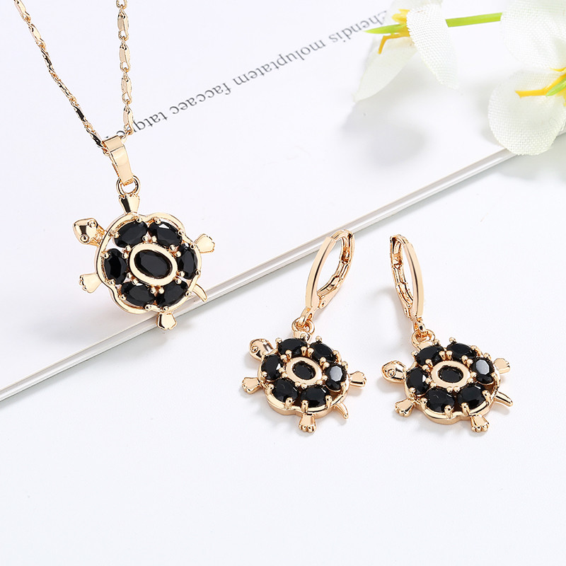 Cubic Zirconia Turtle Jewelry Sets black 1