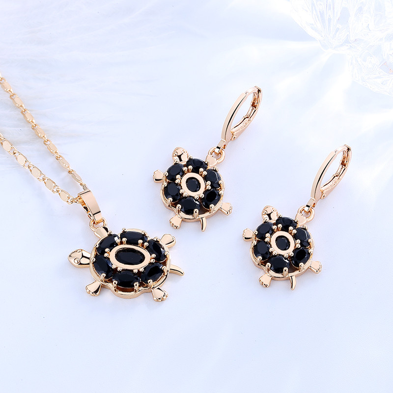 Cubic Zirconia Turtle Jewelry Sets black 2