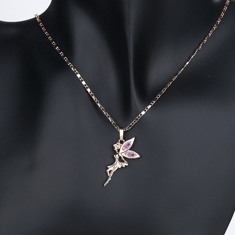 Cubic Zirconia Tinkle Bell Elf Jewelry Sets pink necklace